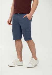 Volcano - Spodenki męskie typu cargo, Comfort Fit, P-TARK. Okazja: na co dzień. Kolekcja: plus size. Kolor: niebieski. Materiał: włókno, bawełna, materiał, elastan. Długość: krótkie. Styl: casual #1