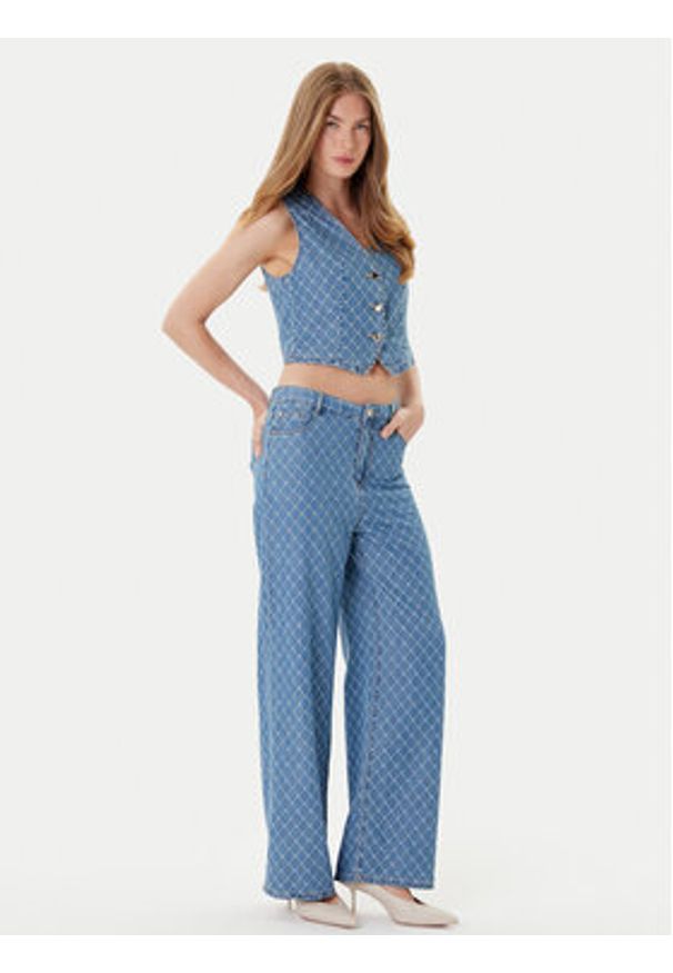 Morgan Jeansy 252-PSTEL Niebieski Wide Leg. Kolor: niebieski