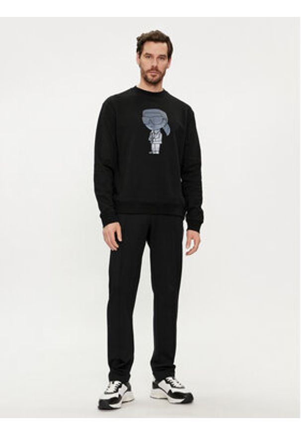 Karl Lagerfeld - KARL LAGERFELD Bluza 705428 542941 Czarny Regular Fit. Typ kołnierza: dekolt w karo. Kolor: czarny. Materiał: bawełna