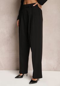 Renee - Czarne Spodnie High Waist w Garniturowym Stylu z Kieszeniami Junife. Stan: podwyższony. Kolor: czarny #5
