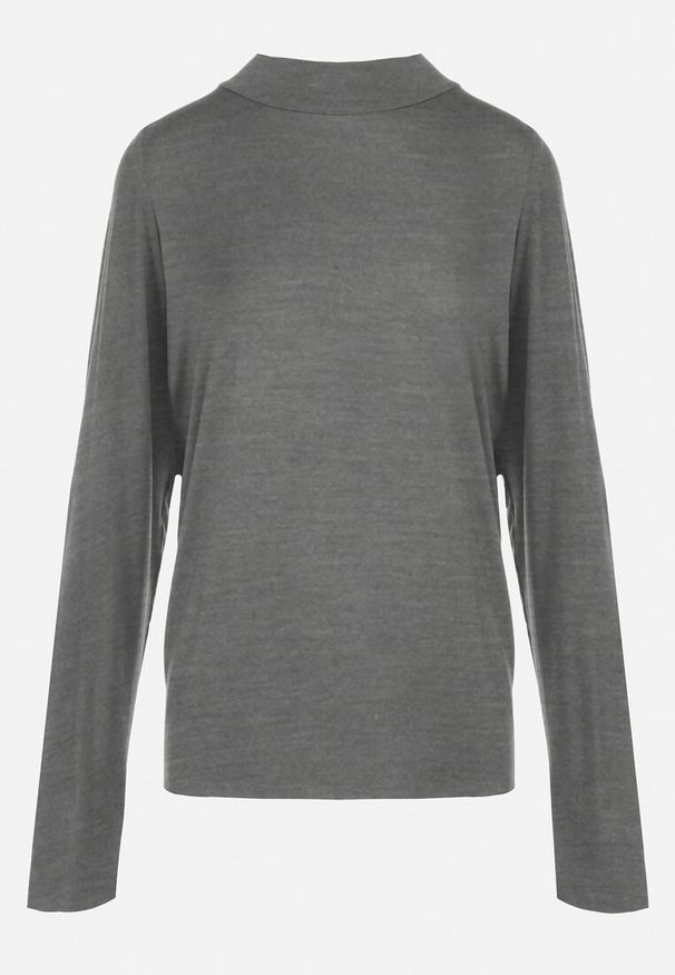 Born2be - Szary Golf Niinisto. Okazja: na co dzień. Typ kołnierza: golf. Kolekcja: plus size. Kolor: szary. Długość: długie. Wzór: jednolity. Materiał: jeans, skóra, dzianina. Długość rękawa: długi rękaw. Styl: casual, elegancki