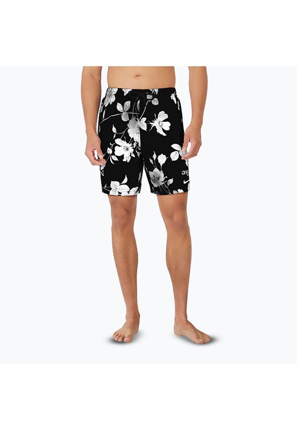 Szorty kąpielowe męskie Nike Fine Floral 7" Volley. Kolor: czarny