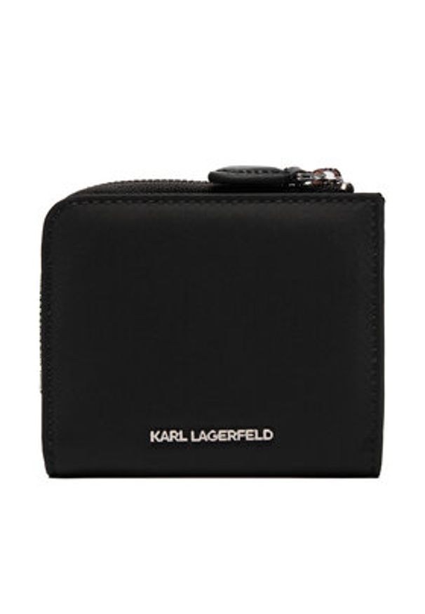 Karl Lagerfeld - KARL LAGERFELD Mały Portfel Damski A4W32012 Czarny. Kolor: czarny. Materiał: skóra