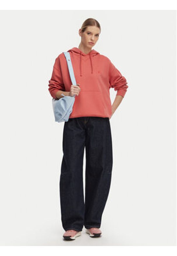 Quiksilver Bluza Esential Hoodie EQWFT03191 Koralowy Regular Fit. Kolor: pomarańczowy. Materiał: bawełna