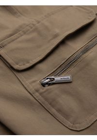 Ombre Clothing - Spodnie męskie cargo STRAIGHT LEG z kieszeniami zapinanymi na zamek – khaki V3 OM-PACG-0204 - XXL. Kolor: brązowy. Materiał: bawełna, materiał, elastan. Styl: elegancki #9