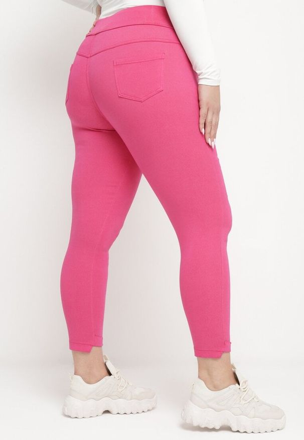 Born2be - Ciemnoróżowe Spodnie Skinny z Kieszeniami Afrina. Kolekcja: plus size. Kolor: różowy. Długość: do kostek