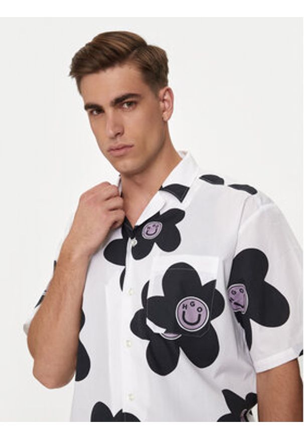 Hugo Koszula Eligino 50513855 Biały Oversize. Kolor: biały. Materiał: bawełna