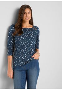 bonprix - Shirt z długim rękawem i nadrukiem. Kolor: niebieski. Długość rękawa: długi rękaw. Długość: długie. Wzór: nadruk #1