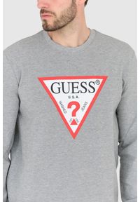 Guess - GUESS Szara męska bluza slim fit, Rozmiar M. Kolor: szary