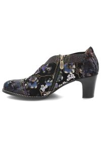 Niebieskie Półbuty Laura Vita Eleganckie Obuwie Damskie Premium. Okazja: na co dzień. Kolor: niebieski. Wzór: kwiaty. Obcas: na obcasie. Styl: elegancki. Wysokość obcasa: średni #6