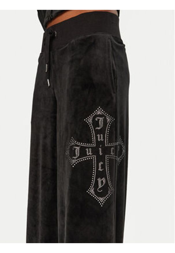 Juicy Couture Spodnie dresowe Jerry Cross JCBBJ224833 Czarny Wide Leg. Kolor: czarny. Materiał: syntetyk