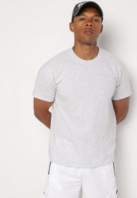 Born2be - Szara Bawełniana Koszulka T-shirt w Stylu Basic Malorisa. Okazja: na co dzień. Kolor: szary. Materiał: bawełna. Styl: klasyczny, casual, elegancki