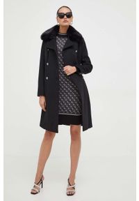 Guess sukienka kolor czarny mini dopasowana. Kolor: czarny. Materiał: dzianina. Długość rękawa: długi rękaw. Typ sukienki: dopasowane. Długość: mini #3