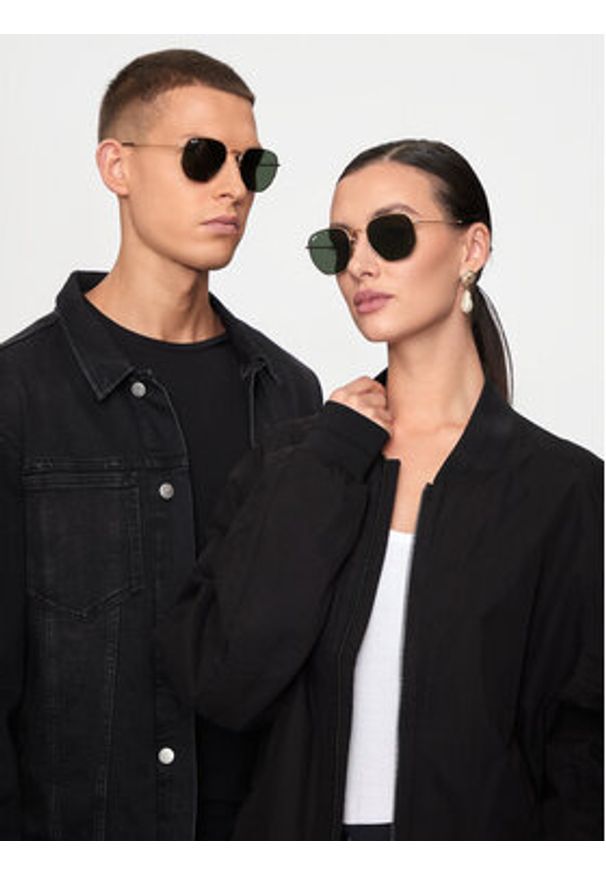 Ray-Ban Okulary przeciwsłoneczne Hexagonal 0RB3548N 001 Złoty. Kolor: złoty. Materiał: syntetyk