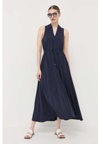 Max Mara Leisure sukienka kolor granatowy maxi rozkloszowana. Kolor: niebieski. Materiał: dzianina. Długość: maxi #2