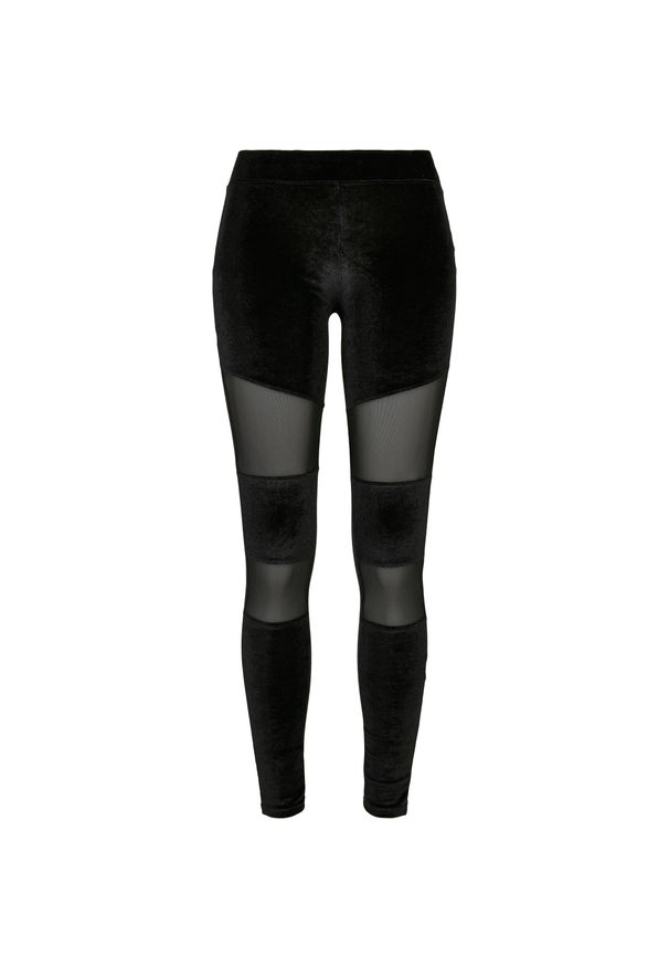 Legginsy damskie Urban Classics velvet tech mesh. Kolor: czarny. Materiał: mesh