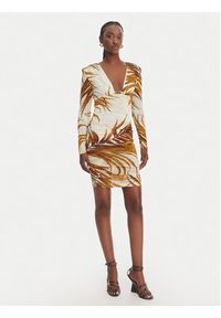 Just Cavalli Sukienka koktajlowa 80PAO957 JS560 Beżowy Slim Fit. Kolor: beżowy. Materiał: wiskoza. Styl: wizytowy #2