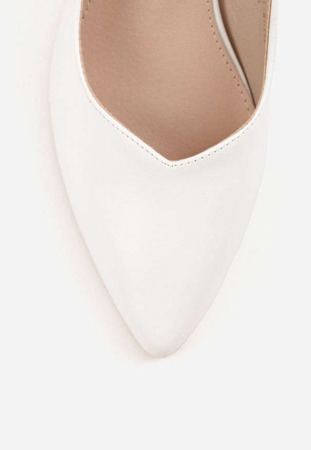 Renee - Białe Sandały Vices na Słupku Slingback ze Skórzaną Wkładką Ciaravien. Okazja: na co dzień. Zapięcie: sprzączka. Kolor: biały. Materiał: skóra. Obcas: na słupku. Styl: elegancki, klasyczny, casual