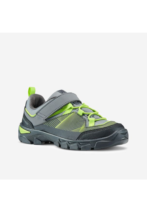 quechua - Buty turystyczne dla dzieci Quechua MH120 niskie. Zapięcie: rzepy. Kolor: żółty, zielony, wielokolorowy, szary. Materiał: tkanina, syntetyk