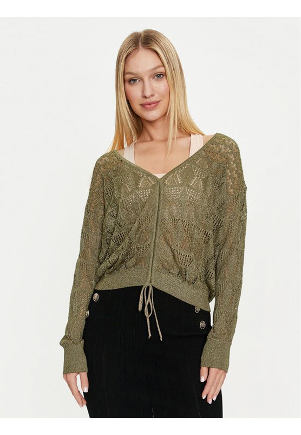 Guess Sweter Clarissa W4GR14 Z3E22 Zielony Regular Fit. Kolor: zielony. Materiał: wiskoza