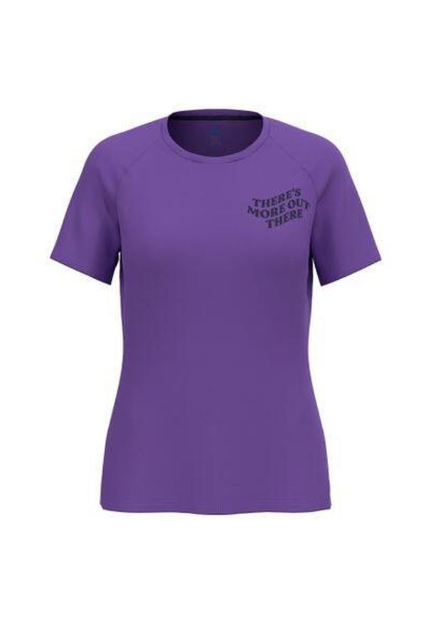 Koszulka damska Odlo ESSENTIAL PRINT T-shirt crew neck s/s. Kolor: fioletowy. Wzór: nadruk