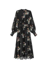 JENESEQUA - Jedwabna sukienka Annecy. Kolor: czarny. Materiał: jedwab. Wzór: aplikacja, ażurowy, kwiaty, nadruk. Styl: klasyczny #9