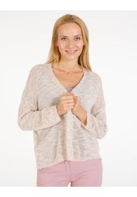 Unisono - DZIANINOWY SWETER 29-2155 BEIGE. Materiał: dzianina #1