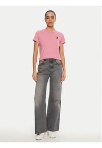 Tommy Jeans T-Shirt DW0DW20153 Różowy Regular Fit. Kolor: różowy. Materiał: bawełna
