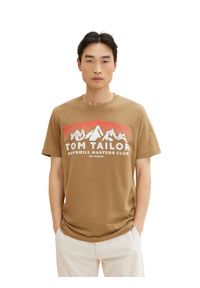 Tom Tailor T-Shirt 1034357 Brązowy Regular Fit. Kolor: brązowy. Materiał: bawełna
