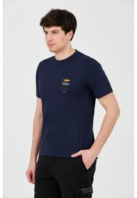 Aeronautica Militare - AERONAUTICA MILITARE Granatowy bawełniany męski t-shirt Short Sleeve, Rozmiar XXL. Kolor: niebieski. Materiał: bawełna #5