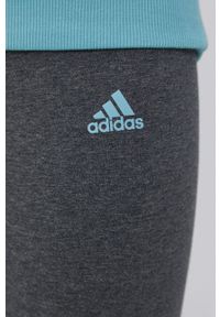 Adidas - adidas Legginsy damskie kolor szary z nadrukiem. Kolor: szary. Materiał: bawełna, dzianina. Wzór: nadruk #3