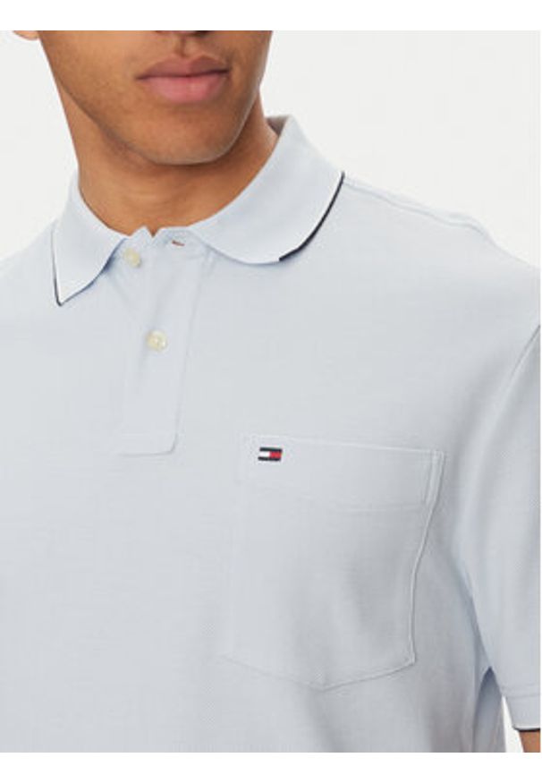 TOMMY HILFIGER - Tommy Hilfiger Polo MW0MW38457 Błękitny Classic Fit. Typ kołnierza: polo. Kolor: niebieski. Materiał: bawełna
