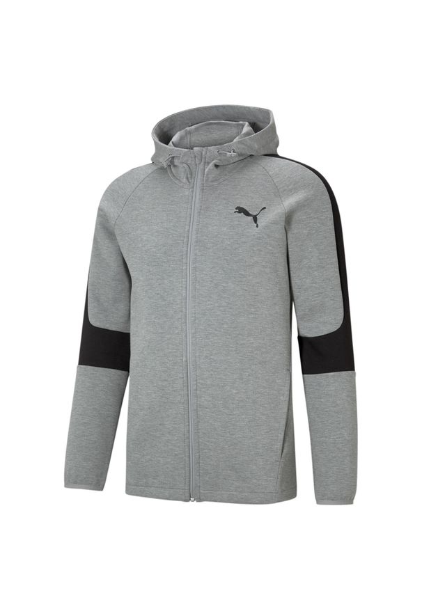 Bluza z kapturem zapinana na zamek błyskawiczny Puma Evostripe Core. Typ kołnierza: kaptur. Kolor: szary. Materiał: materiał, bawełna. Sezon: zima, jesień