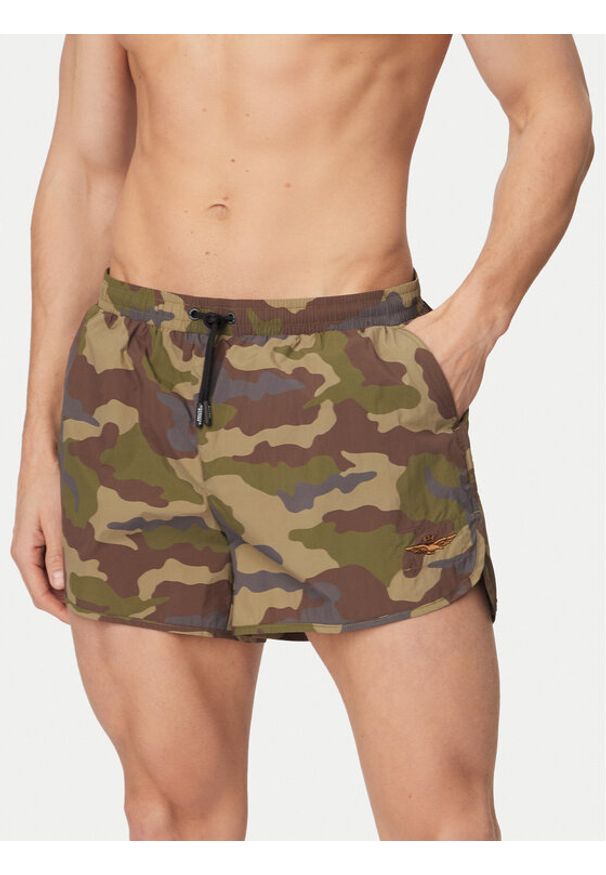 Aeronautica Militare Szorty kąpielowe 261BW0231UCT04312 Zielony ciemny Regular Fit. Kolor: zielony. Materiał: syntetyk