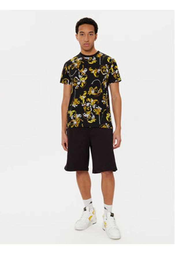 Versace Jeans Couture T-Shirt 78GAH6S0 Czarny Slim Fit. Kolor: czarny. Materiał: bawełna