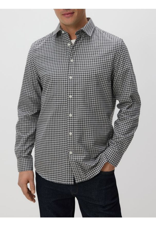 Reserved - Koszula regular z bawełny egipskiej - szary. Kolor: szary. Materiał: bawełna