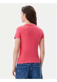 Tommy Jeans T-Shirt Tonal Linear DW0DW20315 Różowy Slim Fit. Kolor: różowy. Materiał: bawełna #3