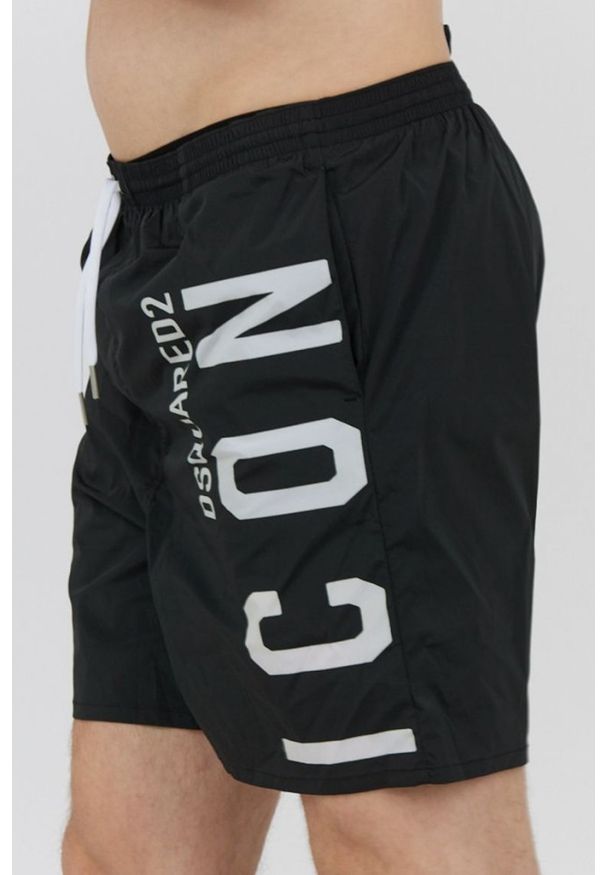DSQUARED2 Beachwear Czarne męskie szorty kąpielowe icon, Rozmiar 46. Kolor: czarny. Materiał: poliester