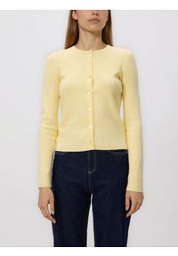 Reserved - Kardigan z dodatkiem modalu - jasnożółty. Kolor: żółty. Materiał: dzianina