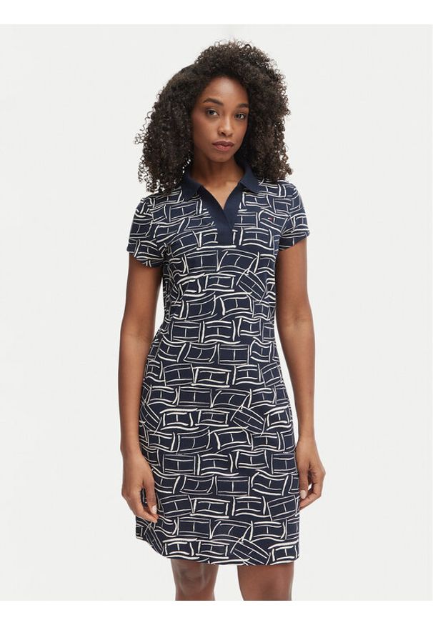 TOMMY HILFIGER - Tommy Hilfiger Sukienka codzienna 1985 Pique WW0WW49719 Granatowy Regular Fit. Okazja: na co dzień. Kolor: niebieski. Materiał: bawełna. Typ sukienki: proste. Styl: casual