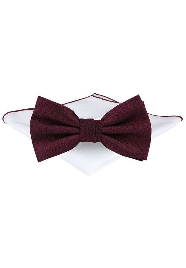 Mucha Męska z Poszetką - Chattier - Bordowa z Mikrostrukturą Tkaniny. Kolor: czerwony. Materiał: tkanina. Styl: elegancki, sportowy