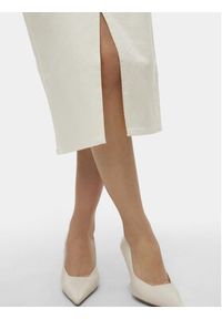 Vero Moda Spódnica jeansowa Veri 10295731 Biały Regular Fit. Kolor: biały. Materiał: jeans, bawełna
