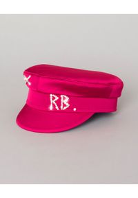 RUSLAN BAGINSKIY - Różowy kaszkiet z kryształami. Kolor: różowy, wielokolorowy, fioletowy. Materiał: satyna. Wzór: aplikacja. Styl: klasyczny, wizytowy #5