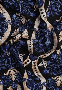 Born2be - Czarno-Granatowe Szerokie Spodnie Wiskozowe z Wysokim Stanem w Ornamentalny Print Zlamelia. Stan: podwyższony. Kolor: czarny. Materiał: wiskoza. Długość: długie. Wzór: nadruk. Styl: elegancki #6