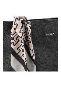 Torebka plus kosmetyczka damska Rieker, ze skóry ekologicznej o klasycznej formie z podwójnymi uchwytami i odpinanym paskiem praktyczna na co dzień i. Kolor: czarny. Materiał: skórzane. Styl: casual, klasyczny. Rodzaj torebki: na ramię #6