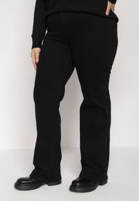 Born2be - Czarne Szerokie Jeansy z Wysokim Stanem z Bawełną i Dodatkiem Wiskozy Eprevia. Okazja: na co dzień. Stan: podwyższony. Kolekcja: plus size. Kolor: czarny. Styl: wizytowy, klasyczny, casual #1