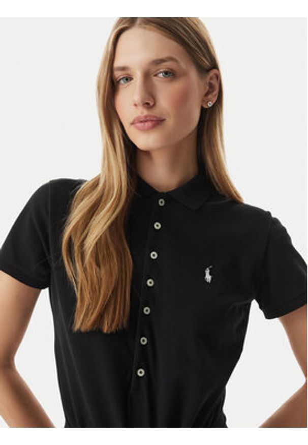 Polo Ralph Lauren Sukienka codzienna 211A12906002 Czarny Regular Fit. Okazja: na co dzień. Typ kołnierza: polo. Kolor: czarny. Materiał: bawełna. Typ sukienki: proste. Styl: casual