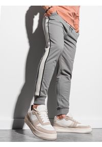 Ombre Clothing - Spodnie męskie dresowe joggery P951 - szare - XXL. Kolor: szary. Materiał: dresówka #3