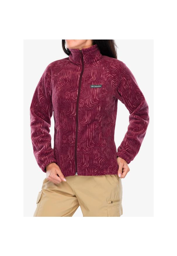 columbia - Bluza polarowa damska Columbia Benton Springs Printed Full Zip. Kolor: czerwony. Materiał: polar. Styl: sportowy. Sport: turystyka piesza