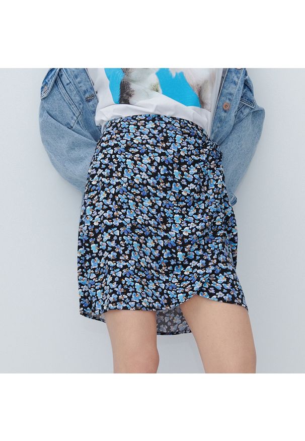 Reserved - Kopertowa spódnica mini - Niebieski. Kolor: niebieski